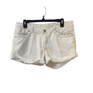 Do Denim White Jean Shorts Size 11 Low Rise y2k Cuffed Rhinestone Pockets